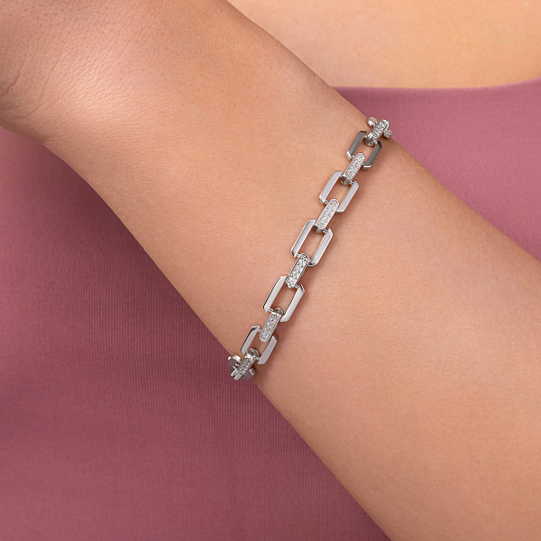 Серебряный браслет с дорожкой из фианитов (арт. 7509/5245) – изображение 2