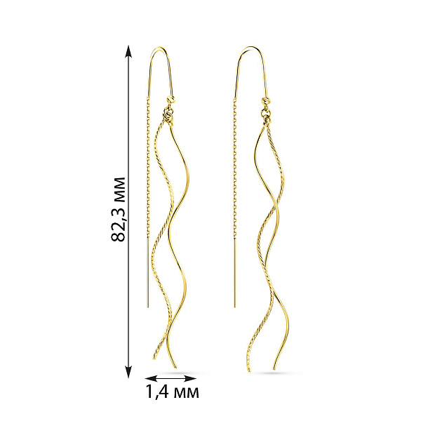 Сережки-протяжки з жовтого золота (арт. 110967жа) – зображення 3