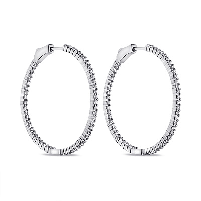 Срібні сережки-кільця з доріжкою з фіанітів (арт. 7502/9413/40)