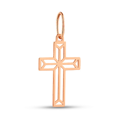 Крестик из красного золота без камней (арт. 440871)