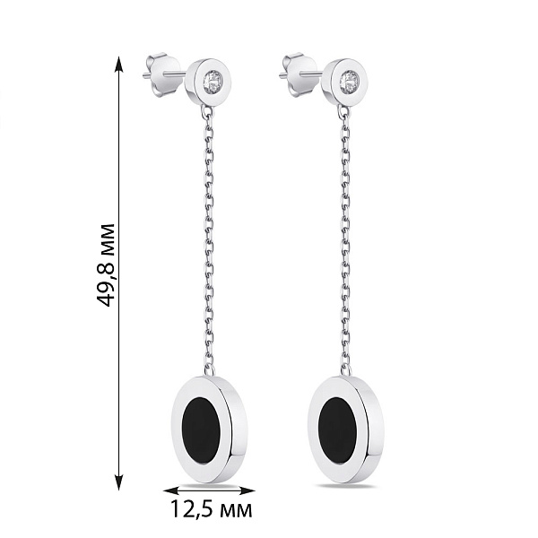 Серебряные серьги с ониксом (арт. 7518/5519о) – изображение 2