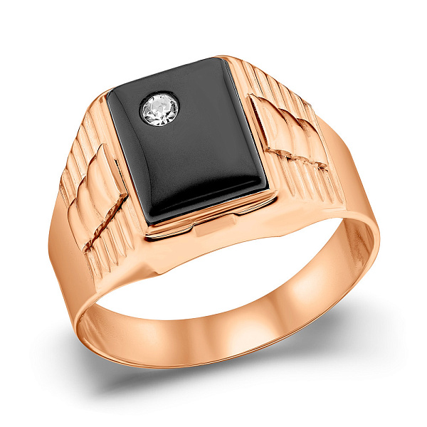 Золотая печатка с ониксом (арт. 180554о) – изображение 1