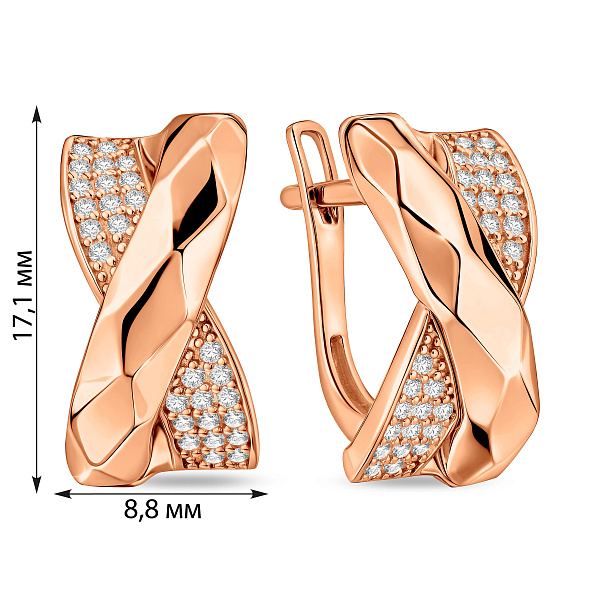 Серьги из красного золота с фианитами (арт. 1092155) – изображение 5