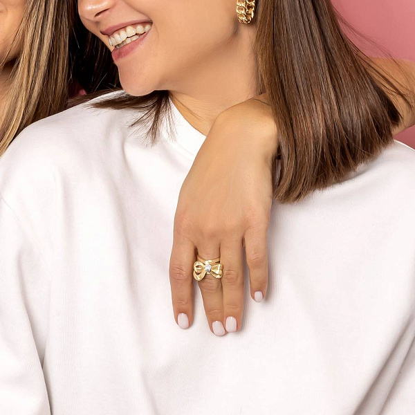 Золота каблучка Бантик Francelli з діамантами (арт. К141356005ж) – зображення 7