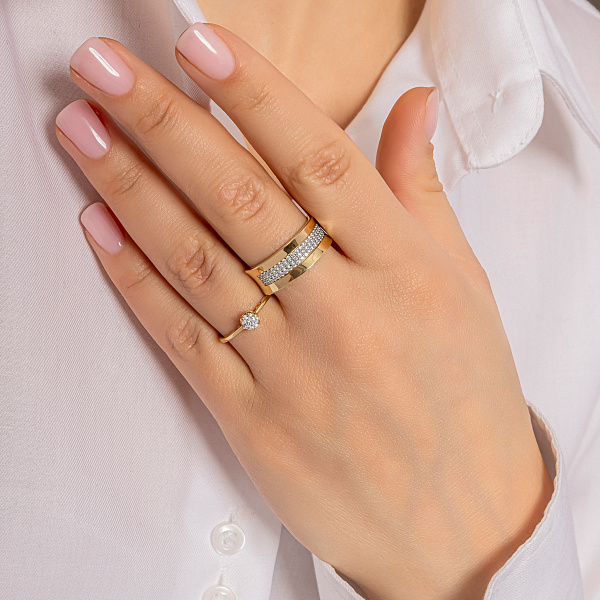 Золотое кольцо с фианитами (арт. 141600ж) – изображение 2