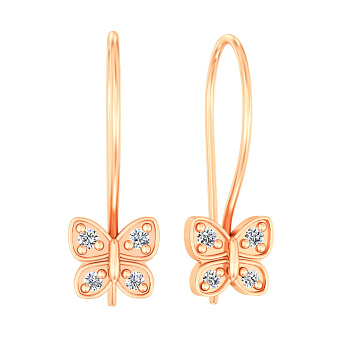Детские золотые серьги «Бабочки» с фианитами (арт. 110281)