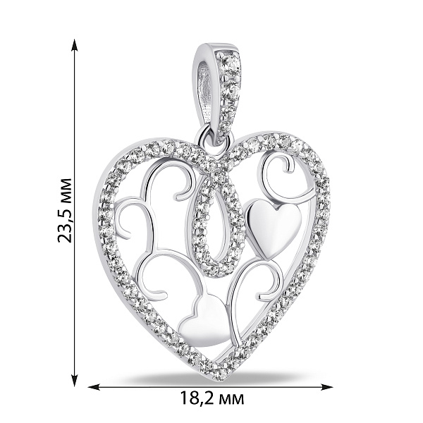 Серебряный кулон Сердце с дорожкой из фианитов (арт. 7503/4616) – изображение 2