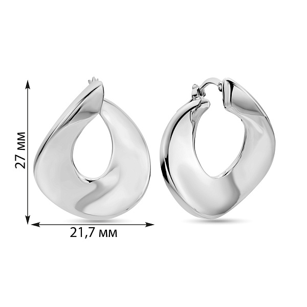 Серьги из белого золота без камней Francelli (арт. 109769/25б) – изображение 3