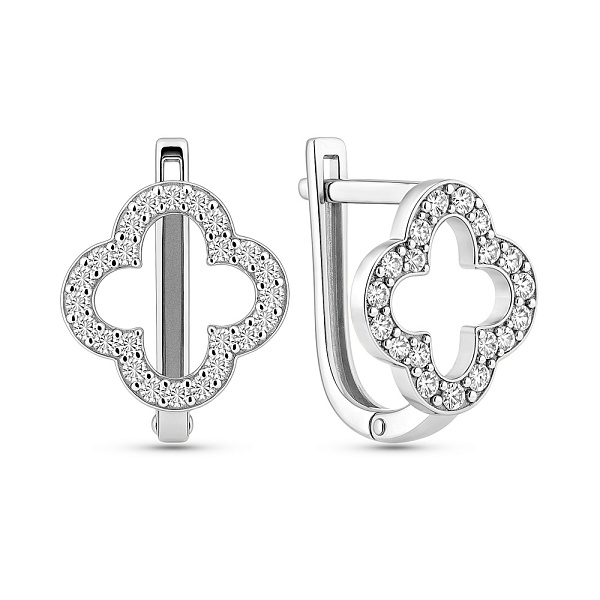 Серьги из белого золота с фианитами (арт. 111210б) – изображение 1