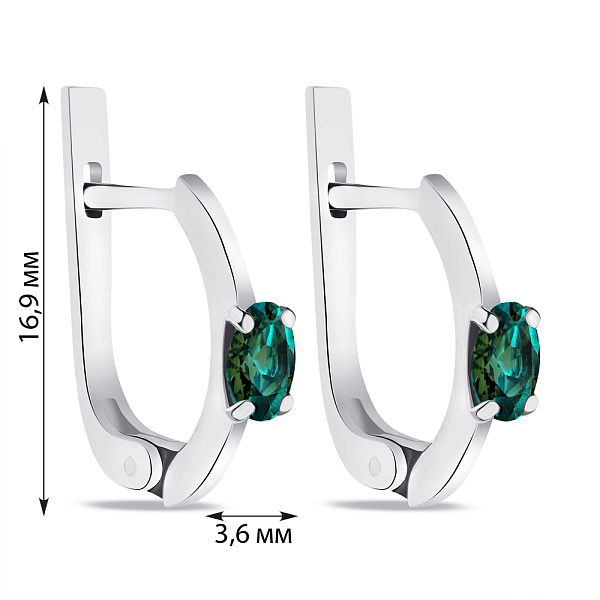 Серебряные серьги с изумрудом (арт. 7502/532Измсп) – изображение 2