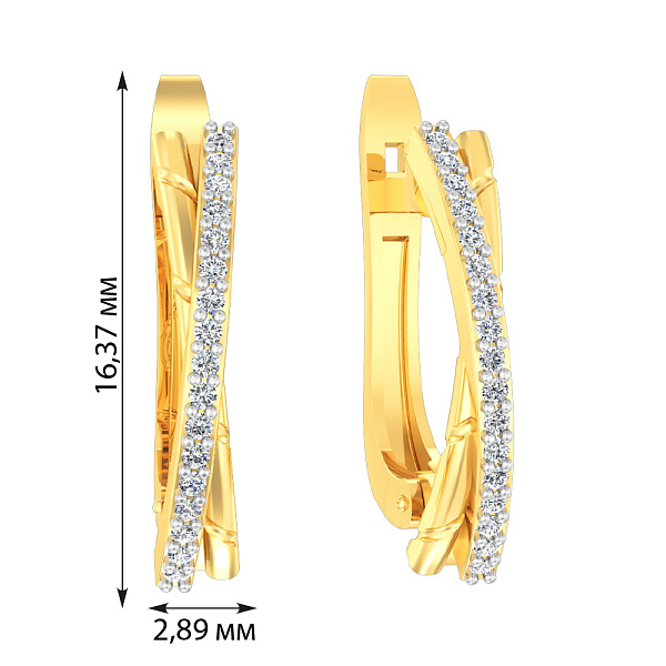 Сережки Синергія з фіанітами з жовтого золота (арт. 111043ж) – зображення 2