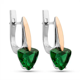 Серебряное серьги с изумрудом (арт. 7202/695Измсп)