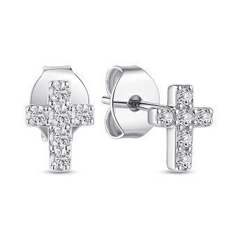 Фото Серебряные пусеты Крестики (арт. 7518/7255)