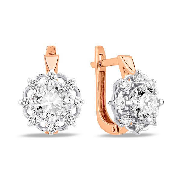 Серьги из красного золота с фианитами (арт. 111042) – изображение 1