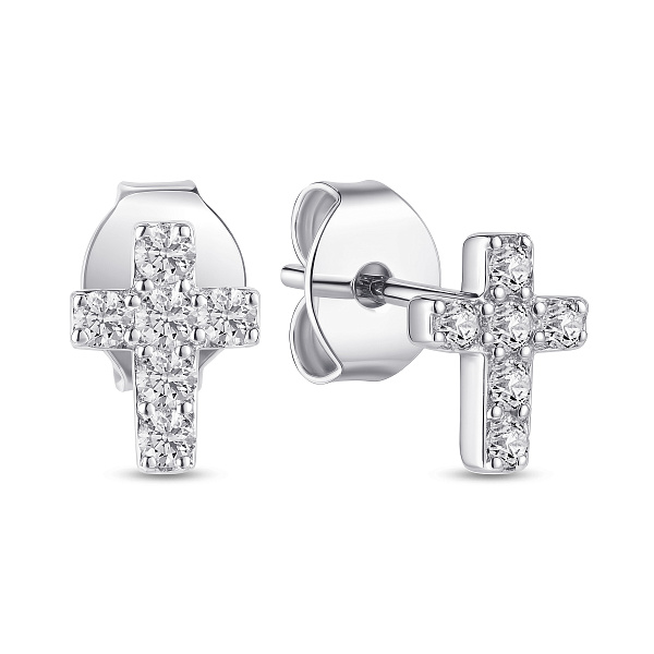 Серебряные пусеты Крестики (арт. 7518/7255) – изображение 1