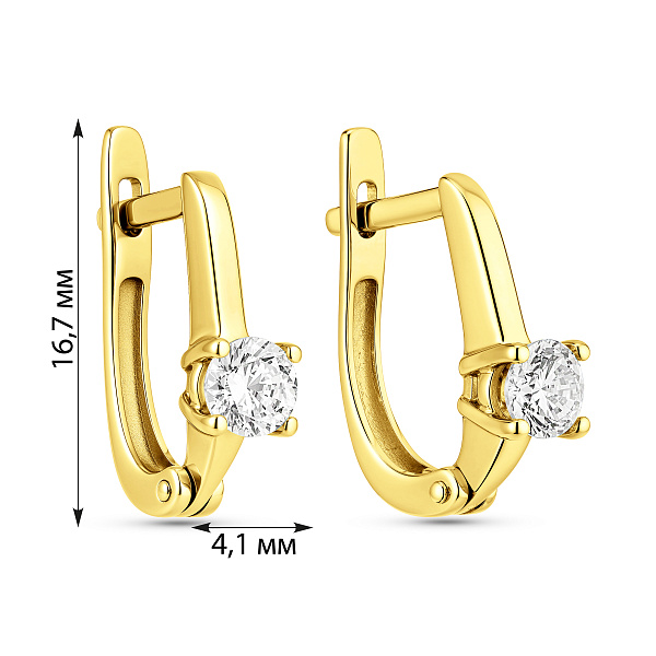 Серьги из желтого золота с фианитами (арт. 115800ж) – изображение 4