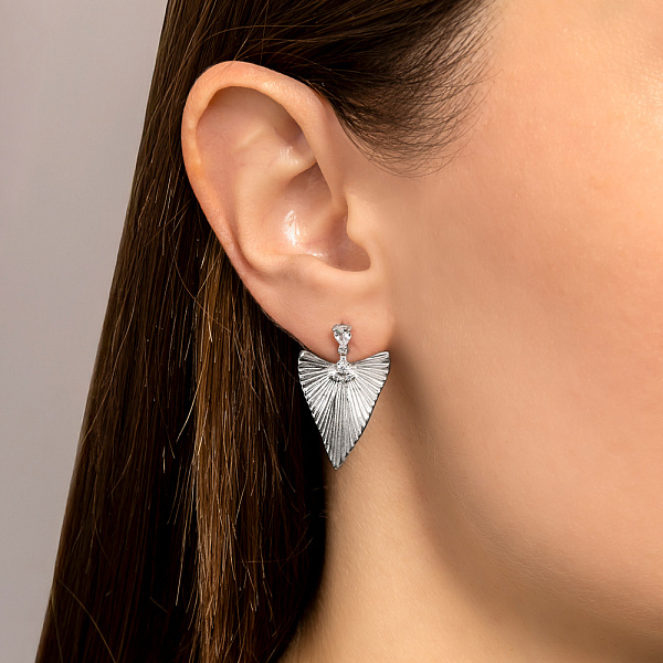 Серебряные серьги Листик с фианитами (арт. 7518/6931) – изображение 2