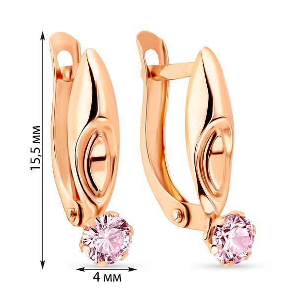 Детские золотые серьги с розовыми фианитами (арт. 107711р) – изображение 4