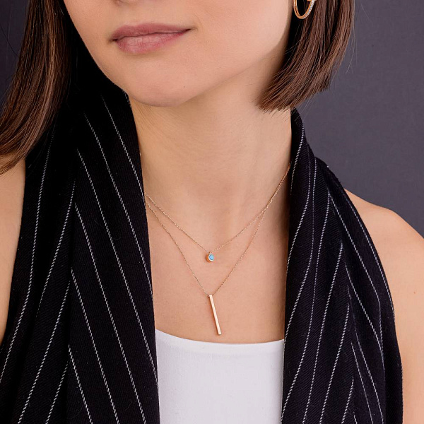 Золотое многослойное колье с бирюзой (арт. 352601ПБ) – изображение 4