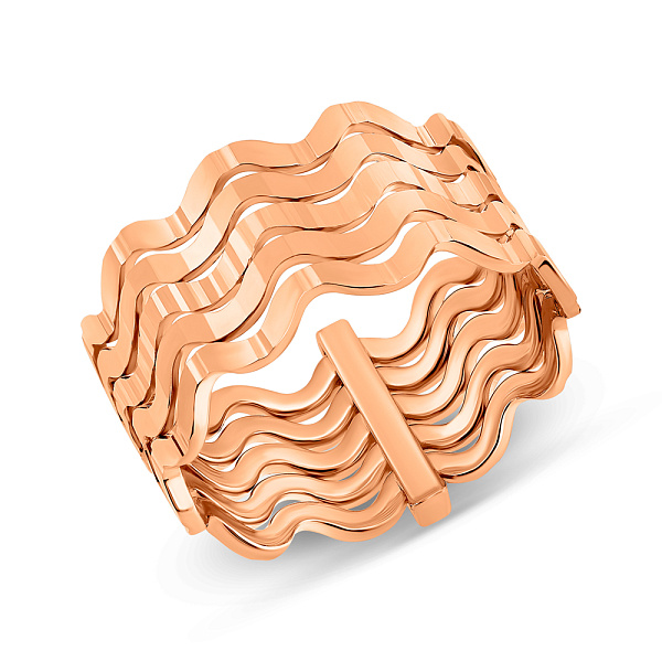 Кольцо из красного золота с алмазной гранью (арт. 1401034а) – изображение 1