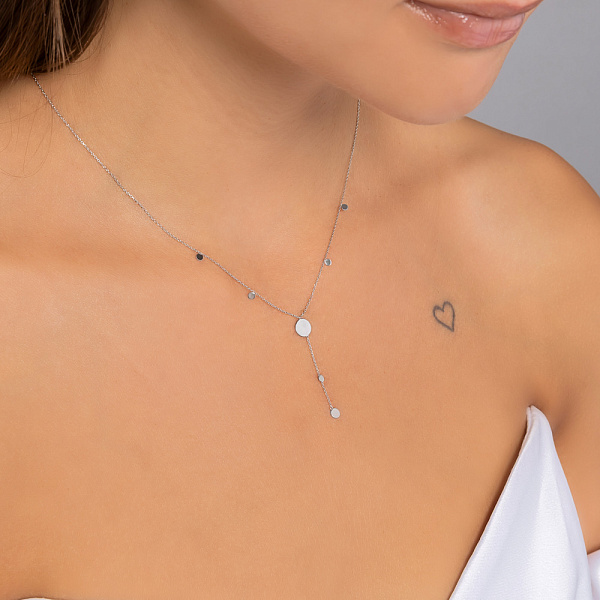 Колье-галстук Монеты из белого золота (арт. 352349б) – изображение 3