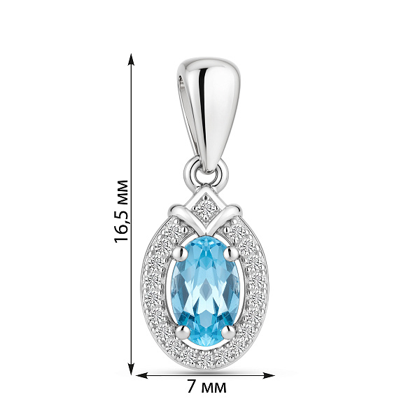 Серебряная подвеска с топазом и фианитами (арт. 7503/4916Пг) – изображение 2