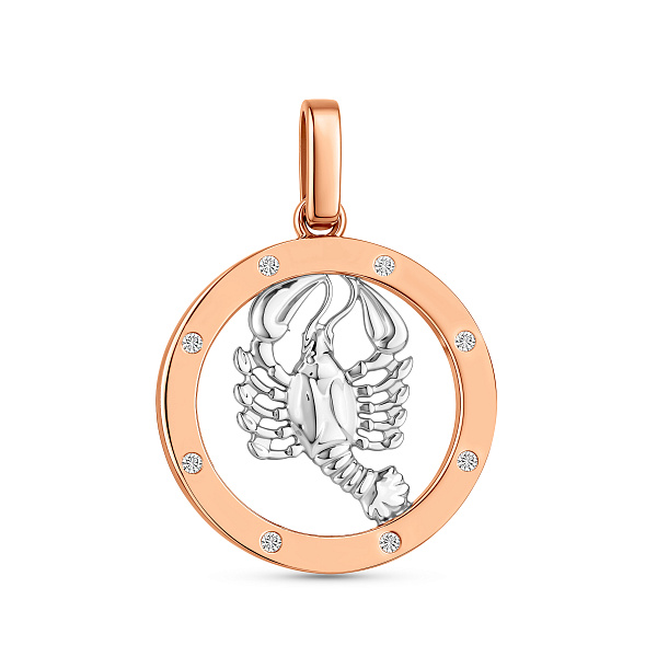 Золотой подвес "Рак" с фианитами (арт. 440667) – изображение 1