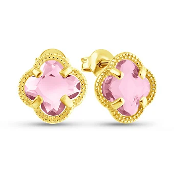 Серьги из желтого золота с фианитами (арт. 1091277жр)