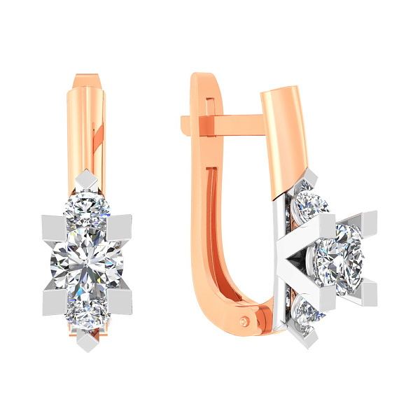 Серьги золотые с фианитами (арт. 111028) – изображение 1