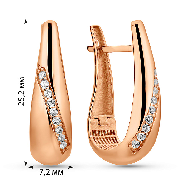 Золотые серьги с фианитами (арт. 1091908) – изображение 4