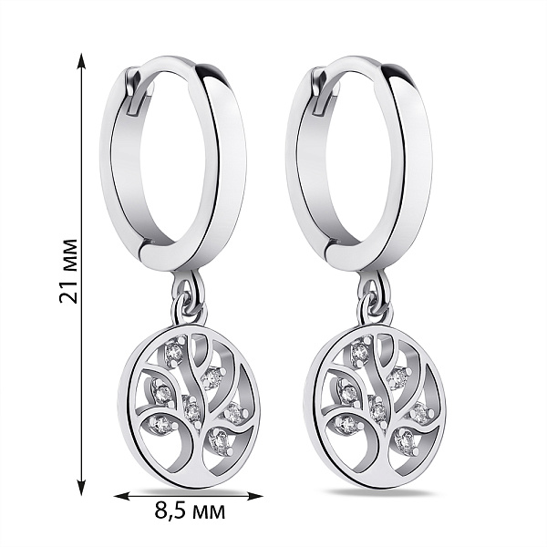 Срібні сережки Дерево життя з фіанітами (арт. 7502/9335/10) – зображення 2