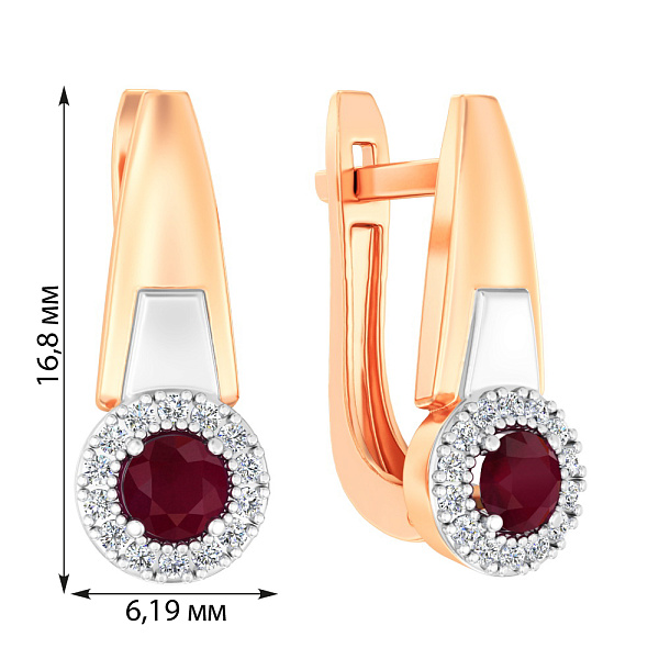 Золотые серьги с рубином и бриллиантами (арт. С011065р) – изображение 4
