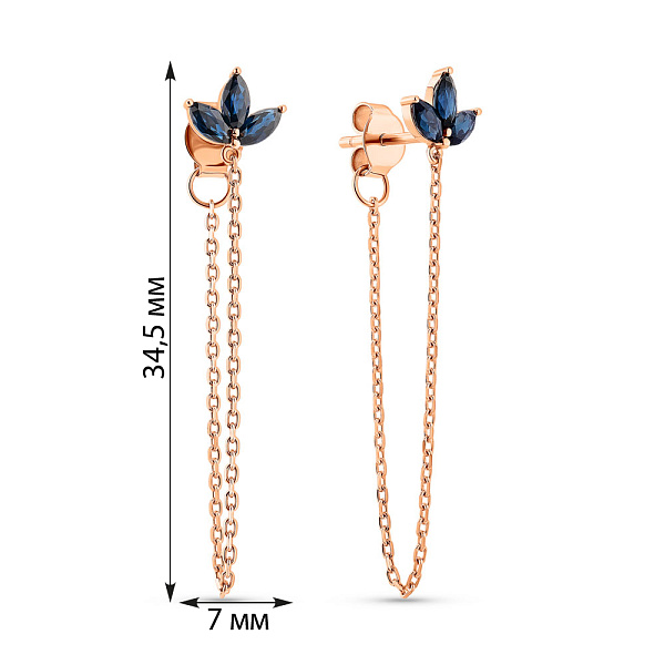 Сережки з червого золота з сапфірами (арт. 1101093Пс) – зображення 4