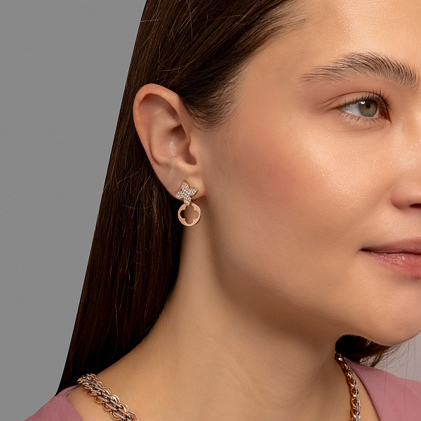 Серьги из красного золота с фианитами (арт. 220799Д) – изображение 3