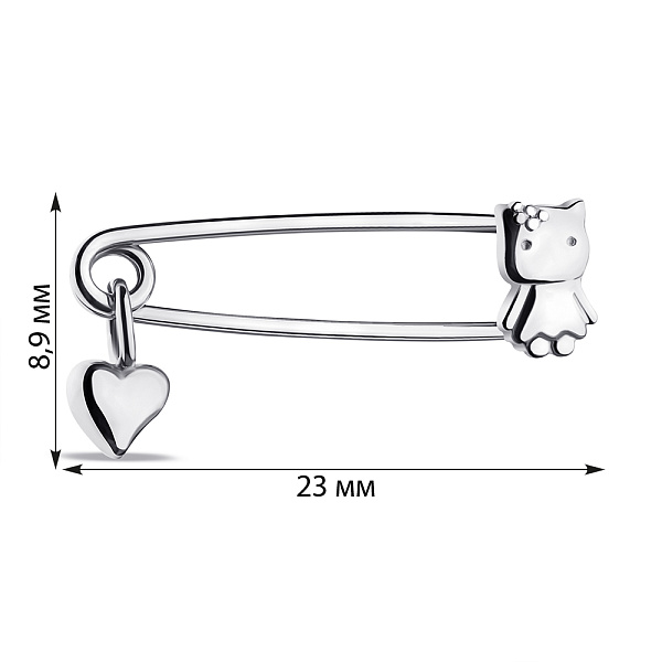 Детская булавка из серебра с подвеской (арт. 7511/БР2/016) – изображение 2
