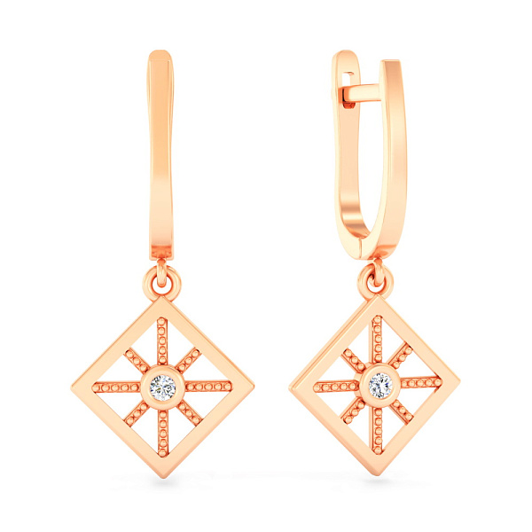 Серьги из красного золота с фианитами (арт. 110640) – изображение 1