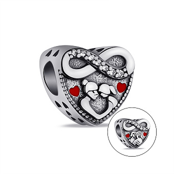 Серебряный шарм Мама и дочка с эмалью и фианитами (арт. 7903/4255ек)