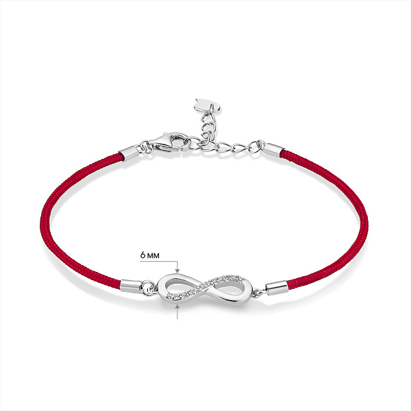 Браслет на шелковой нити с серебряными вставками и с фианитами (арт. 7309/3343к) – изображение 2