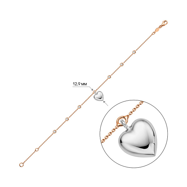Браслет из красного и белого золота с фианитами (арт. 326730кбП1) – изображение 3
