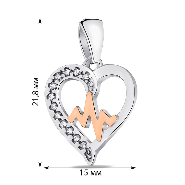 Серебряный кулон Сердце с фианитами (арт. 7203/640пю) – изображение 2