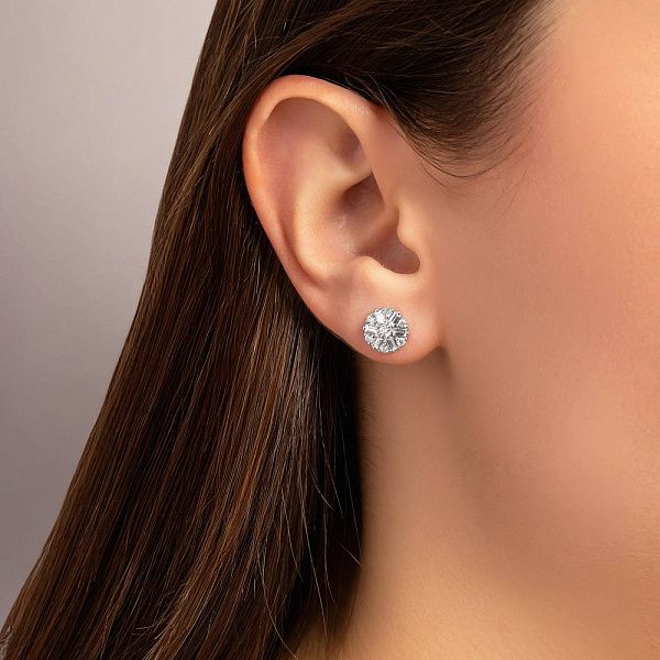 Золотые серьги-пусеты с бриллиантами (арт. Т011555060б) – изображение 3