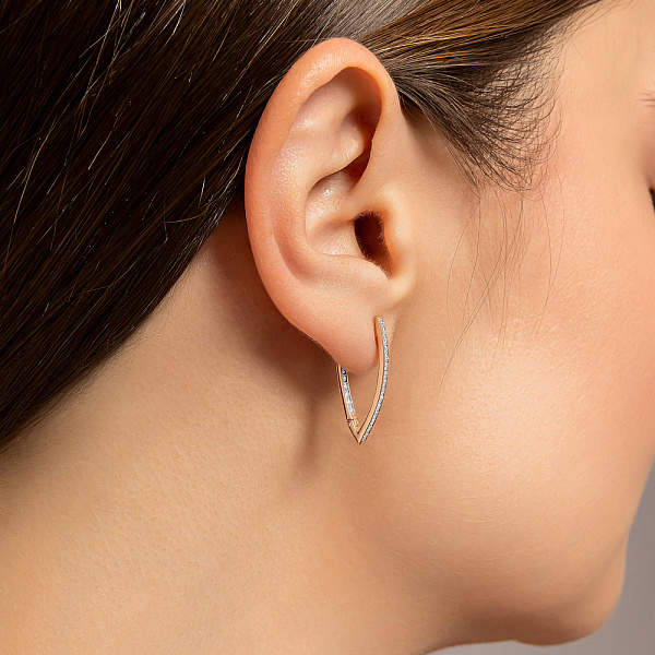 Сережки з червоного золота з фіанітами (арт. 110684) – зображення 3