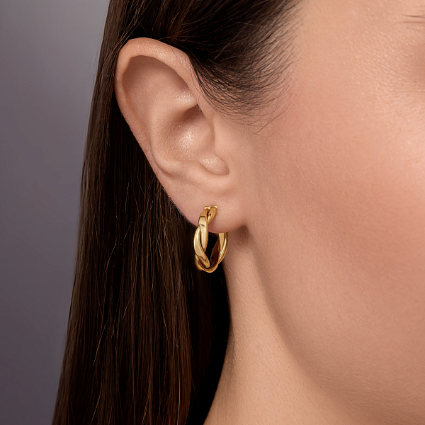 Серьги-кольца "Переплетение" из желтого золота  (арт. 109206/20ж) – изображение 2