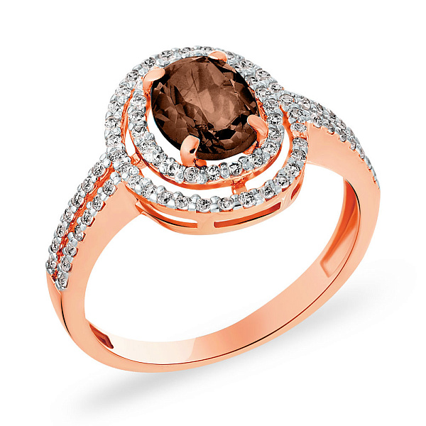 Золотое кольцо с кварцем (арт. 140456Пкр) – изображение 1