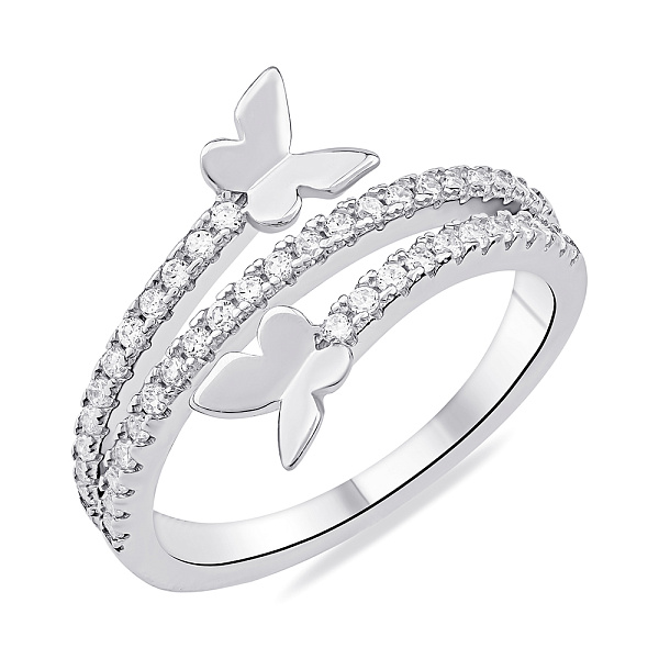 Серебряное тройное кольцо Бабочки с фианитами (арт. 7501/6973) – изображение 1