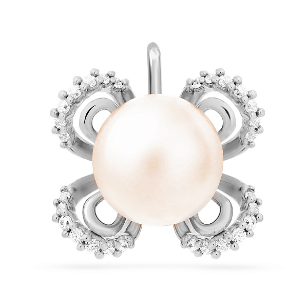 Золотой кулон с жемчугом и фианитами (арт. 422892б) – изображение 1