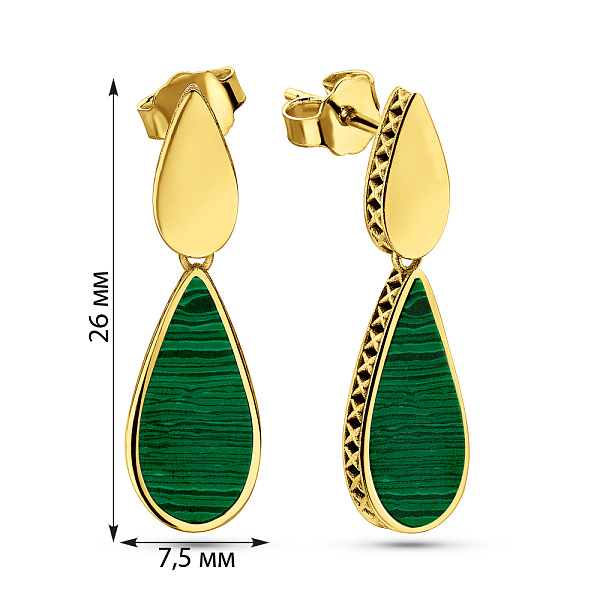 Золотые серьги Francelli с малахитом (арт. 1091686жмлх) – изображение 4