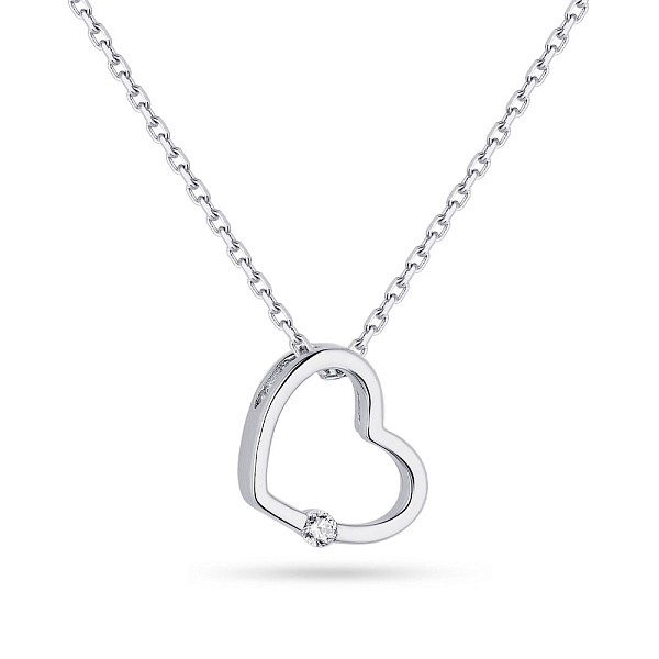 Серебряное колье "Сердце" с фианитом (арт. 7507/1341) – изображение 1