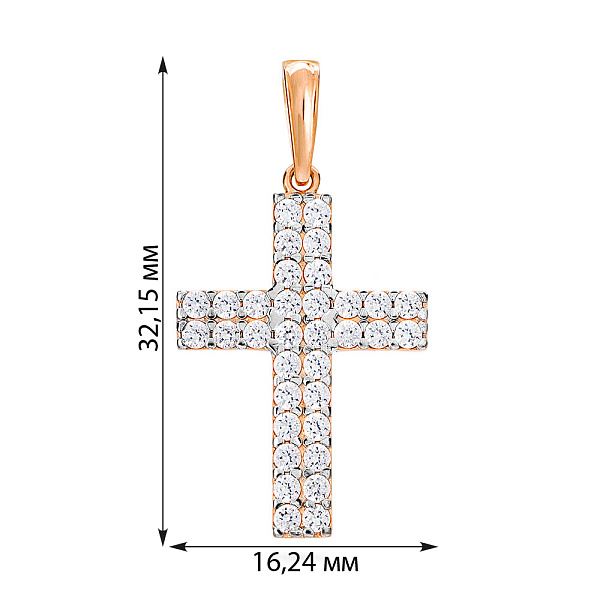 Золота підвіска-хрестик з фіанітами (арт. 440341) – зображення 2