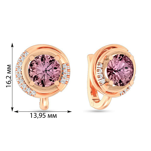 Серьги из красного золота с кварцем и фианитами (арт. 112000ПрГ) – изображение 3